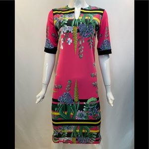 EVA VARRO,ELBOW SLEEVES SLIT CUT NECK DRESS -FOREVER SCARF